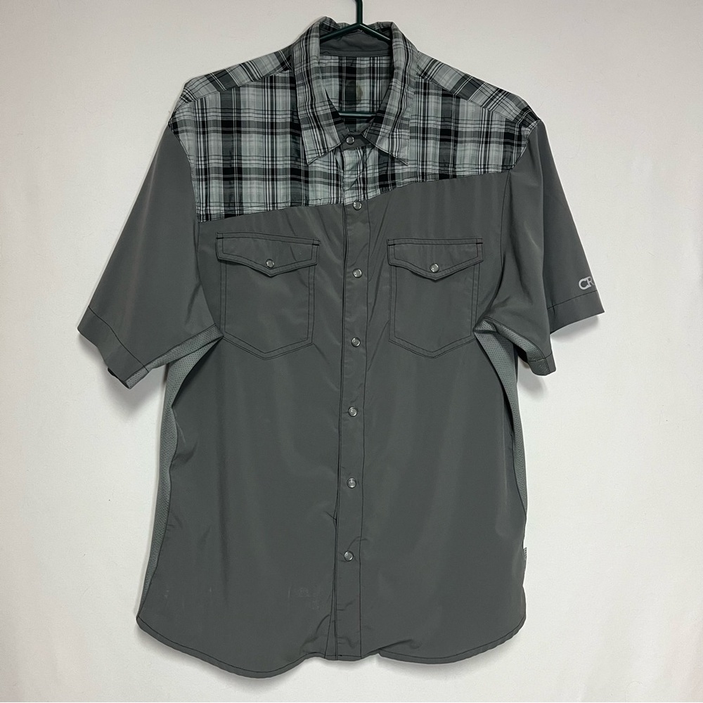 Club Ride Men's Grey Snap Short Sleeve Top